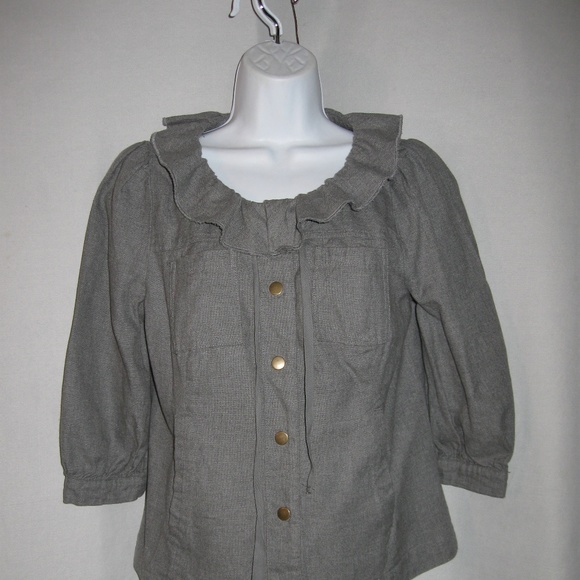 Kimchi Blue Jackets & Blazers - Kimchi Blue Light Flannel Ruffed Collar Jacket